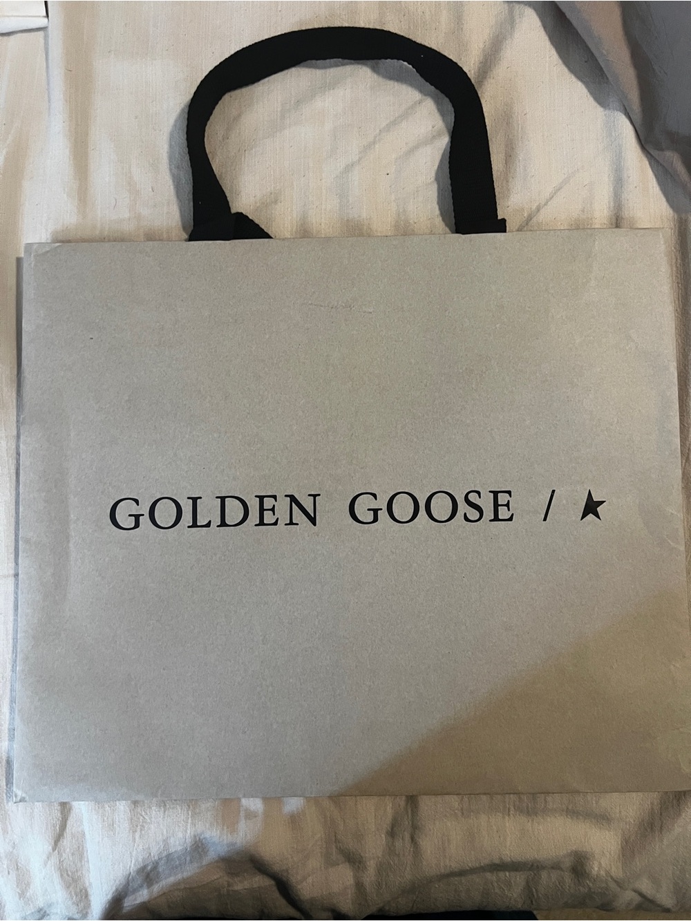 Golden Goose Beige paper shopping bag with Black Handles